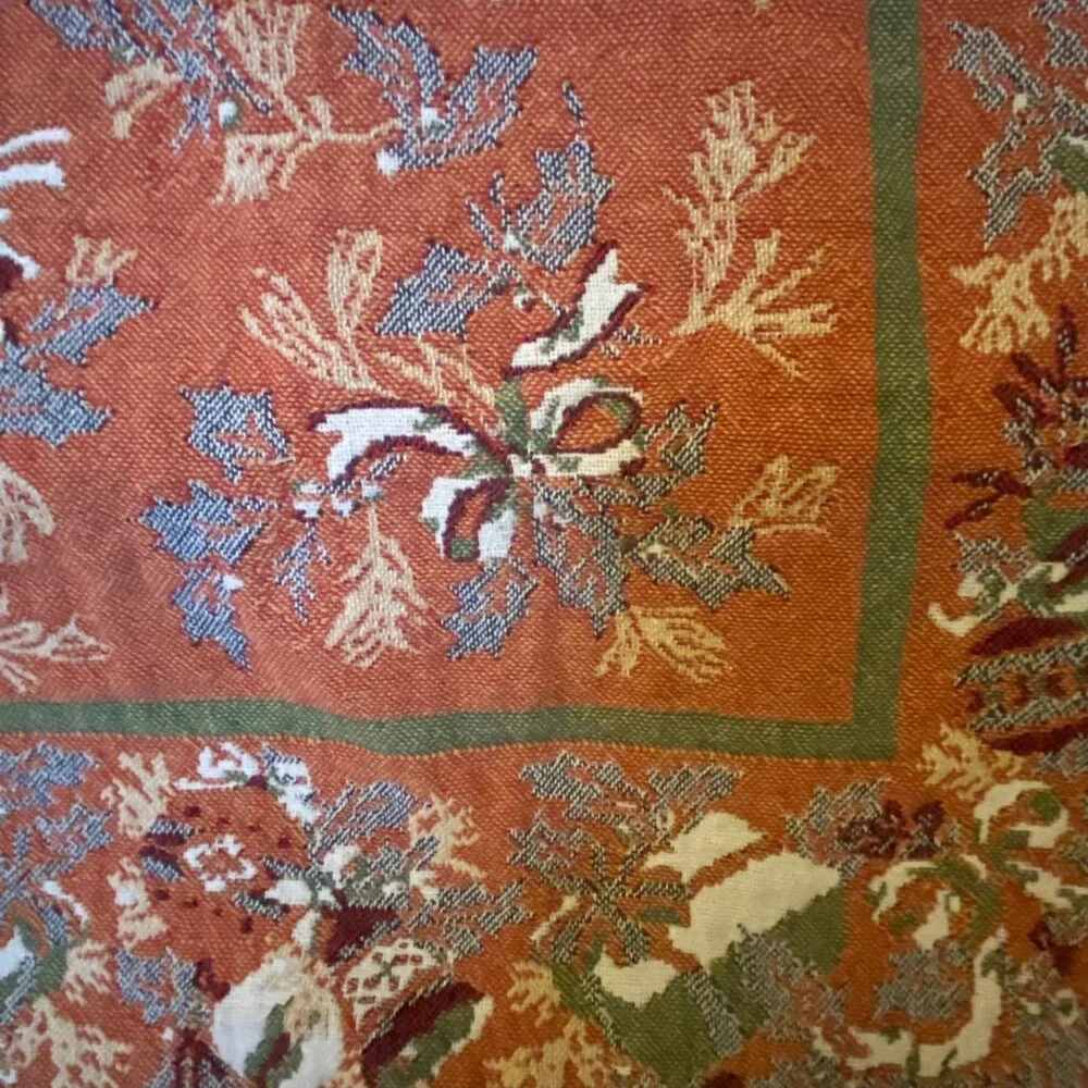 Vintage Beacon Christmas Tapestry Throw Blanket Reversible‎ Bells Ornaments USA